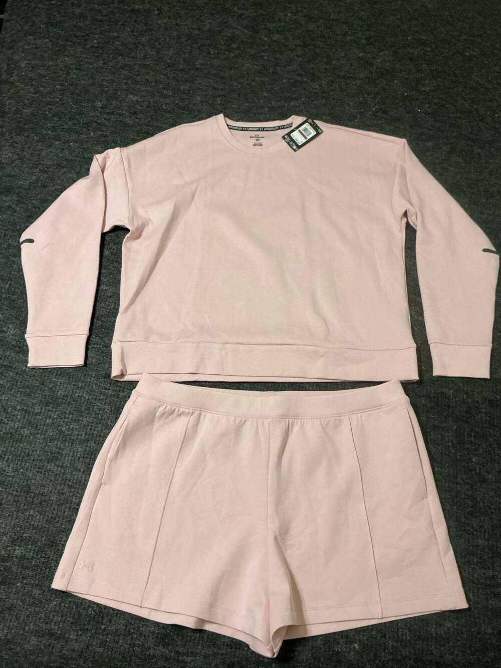 Under Armour Unstoppable Flc Crew Lounge Set Womens Size 2XL/2TG Pink New
